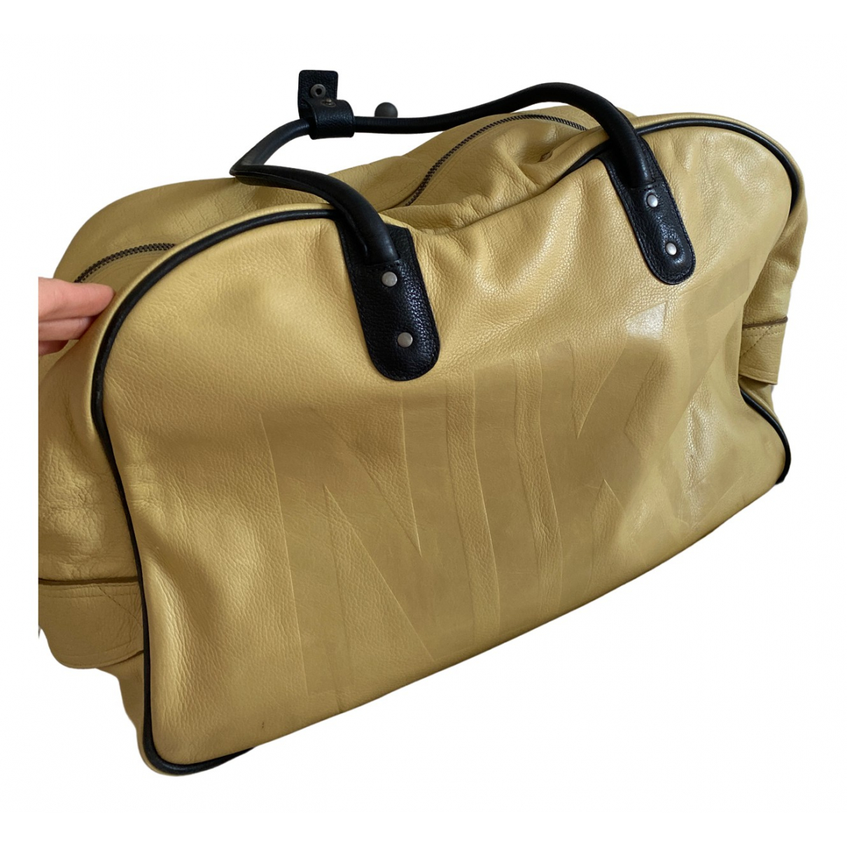 Leather travel bag Nike Beige in 